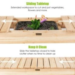 Best deal ❤️ Costway Garden Potting Bench Workstation Table w/Sliding Tabletop Sink Shelves 🌟 -Planters Sales Store unnamed file 2795