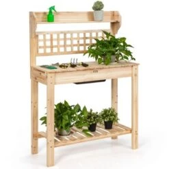 Best deal ❤️ Costway Garden Potting Bench Workstation Table w/Sliding Tabletop Sink Shelves 🌟 -Planters Sales Store unnamed file 2798