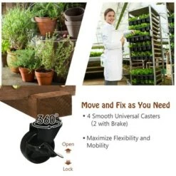 Discount 👏 Costway Wooden Plant Stand w/Wheels Pots Holder Display Shelf 56.5'' x 11'' x 41'' 😉 -Planters Sales Store unnamed file 2813