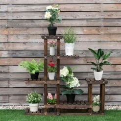 Best deal 👏 Costway Outdoor Wooden Plant Flower Display Stand 6 Wood Shelf Storage Rack Garden 💯 -Planters Sales Store unnamed file 2828