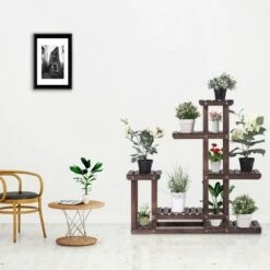 Best deal 👏 Costway Outdoor Wooden Plant Flower Display Stand 6 Wood Shelf Storage Rack Garden 💯 -Planters Sales Store unnamed file 2829