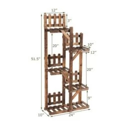 Buy 👍 Costway 5-Tier Flower Rack Wood Plant Stand 6 Pots Display Shelf Multifunctional Rack 💯