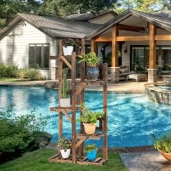 Buy 👍 Costway 5-Tier Flower Rack Wood Plant Stand 6 Pots Display Shelf Multifunctional Rack 💯 -Planters Sales Store unnamed file 2866