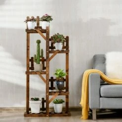 Buy 👍 Costway 5-Tier Flower Rack Wood Plant Stand 6 Pots Display Shelf Multifunctional Rack 💯 -Planters Sales Store unnamed file 2867