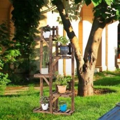 Buy 👍 Costway 5-Tier Flower Rack Wood Plant Stand 6 Pots Display Shelf Multifunctional Rack 💯 -Planters Sales Store unnamed file 2869