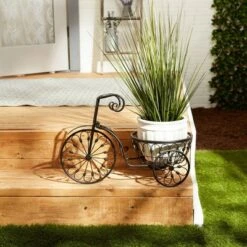 Best deal 👏 Zingz & Thingz 10.9" Indoor/Outdoor Iron Bicycle Plant Stand Black - Zings & Thingz 🔥 -Planters Sales Store unnamed file 2883
