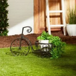 Best deal 👏 Zingz & Thingz 10.9" Indoor/Outdoor Iron Bicycle Plant Stand Black - Zings & Thingz 🔥 -Planters Sales Store unnamed file 2886