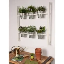 Outlet 👏 Kate & Laurel All Things Decor Wall Shelf with Planters - White 🎉 -Planters Sales Store unnamed file 2893