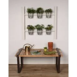 Outlet 👏 Kate & Laurel All Things Decor Wall Shelf with Planters - White 🎉 -Planters Sales Store unnamed file 2894
