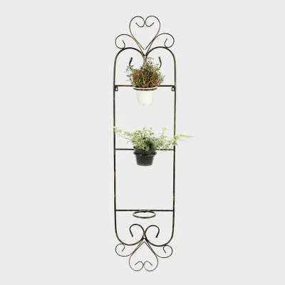 Cheapest ⭐ 3 Pot Iron Rectangular Wall Planter With Distressed Detail Black/Gold - Ore International ✔️ 4 Cheapest ⭐ 3 Pot Iron Rectangular Wall Planter With Distressed Detail Black/Gold - Ore International ✔️ - Image 2