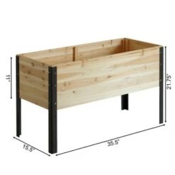 Brand new 👏 Gardenised Elevated Outdoor Raised Rectangular Planter Bed Box Solid Wood with Steel Legs, Natural 🥰 -Planters Sales Store unnamed file 2987