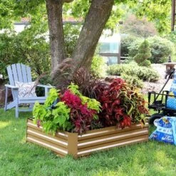 Best Pirce ✔️ Sunnydaze Decor Sunnydaze Hot Dip Galvanized Steel Raised Garden Bed for Plants, Vegetables, and Flowers - 47" L x 11.75" H - Brown ⭐