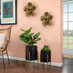 Wholesale ✨ Set of 2 Honeycomb Planter on Metal Stand - Sagebrook Home Gray/black 🔥 -Planters Sales Store unnamed file 3022