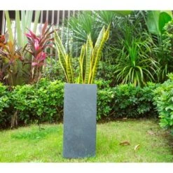 Flash Sale ❤️ Rosemead Home & Garden, Inc. Kante Lightweight Concrete and Fiberglass Modern Rectangular Outdoor Planter - Rosemead Home & Garden, Inc Slate Gray 😉 -Planters Sales Store unnamed file 3044