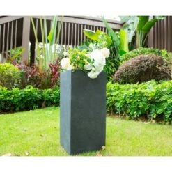 Flash Sale ❤️ Rosemead Home & Garden, Inc. Kante Lightweight Concrete and Fiberglass Modern Rectangular Outdoor Planter - Rosemead Home & Garden, Inc Slate Gray 😉 -Planters Sales Store unnamed file 3046
