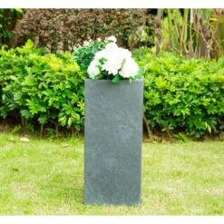 Flash Sale ❤️ Rosemead Home & Garden, Inc. Kante Lightweight Concrete and Fiberglass Modern Rectangular Outdoor Planter - Rosemead Home & Garden, Inc Slate Gray 😉 -Planters Sales Store unnamed file 3048