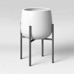 Best Pirce 🛒 Ceramic/Metal Planter with Stand White - Project 62™ 🎁 -Planters Sales Store unnamed file 3057