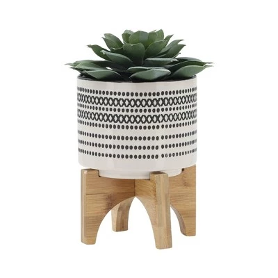 Cheapest 👍 Aztec Planter with Wood Stand - Sagebrook Home Orange 🎉 4 Cheapest 👍 Aztec Planter with Wood Stand - Sagebrook Home Orange 🎉 - Image 2
