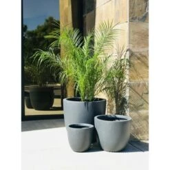 Best Pirce 🔥 Set of 3 17" Kante Lightweight Modern Seamless Outdoor Concrete Planter - Rosemead Home & Garden, Inc. Slate Gray 🌟 -Planters Sales Store unnamed file 3087