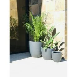 Best Pirce 🔥 Set of 3 17" Kante Lightweight Modern Seamless Outdoor Concrete Planter - Rosemead Home & Garden, Inc. Slate Gray 🌟 -Planters Sales Store unnamed file 3088