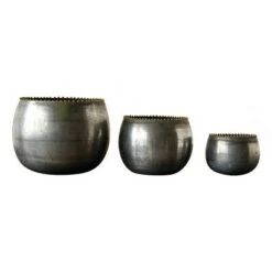 Best Pirce 👏 Round Metal Planters (6.75") - Set of 3 - 3R Studios 🛒