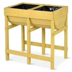 Cheap ❤️ Costway Raised Wooden V Planter Elevated Vegetable Flower Bed Free Standing Planting with liner 😉 -Planters Sales Store unnamed file 312