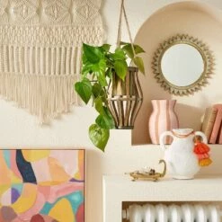 Brand new ✔️ Opalhouse Designed With Jungalow 11" x 6.5" Metal/Rattan Hanging Planter Natural - Opalhouse™ designed with Jungalow™ 🎁