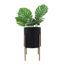 Coupon 🎉 Set of 2 Planter on Metal Stand - Sagebrook Home Black/gold ✔️