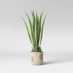 Outlet ⭐ 8" Ceramic Stoneware Planter White with Yellow/Pink Dots - Project 62™ ❤️