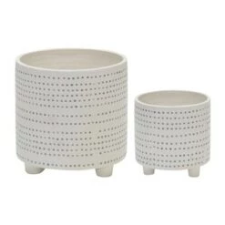 Discount 🎉 Set of 2 Ceramic Footed Planter with Dots Ivory - Sagebrook Home 🎁 -Planters Sales Store unnamed file 3150