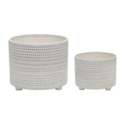Discount 🎉 Set of 2 Ceramic Footed Planter with Dots Ivory - Sagebrook Home 🎁 -Planters Sales Store unnamed file 3151