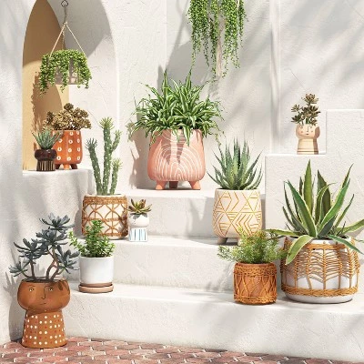 Cheapest 🔔 Woven Stoneware Outdoor Planter - Opalhouse™ Terracotta 💯 3 Cheapest 🔔 Woven Stoneware Outdoor Planter - Opalhouse™ Terracotta 💯