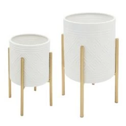 New ๐คฉ Set of 2 Aztec Planter on Metal Stand - Sagebrook Home White/gold ๐ฅ 9 New ๐คฉ Set of 2 Aztec Planter on Metal Stand - Sagebrook Home White/gold ๐ฅ -Planters Sales Store unnamed file 3160