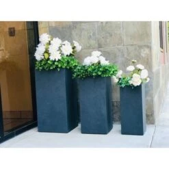 Coupon 🔔 Rosemead Home & Garden, Inc. Kante Set of 3 Lightweight Concrete Rectangular Outdoor Planter Charcoal - Rosemead Home & Garden, Inc 👍 -Planters Sales Store unnamed file 3176