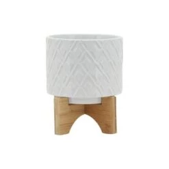Best Sale ✨ Diamond Planter with Stand White - Sagebrook Home 👏 -Planters Sales Store unnamed file 3198