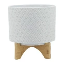 Best Sale ✨ Diamond Planter with Stand White - Sagebrook Home 👏 -Planters Sales Store unnamed file 3200
