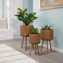 Best Sale ✨ Set of 3 Bamboo Planters - Sagebrook Home Brown 😍 -Planters Sales Store unnamed file 3225
