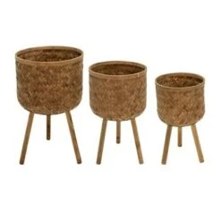 Best Sale ✨ Set of 3 Bamboo Planters - Sagebrook Home Brown 😍 -Planters Sales Store unnamed file 3226