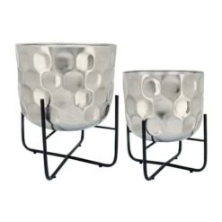 Buy 😉 Set of 2 Metal 🔨 Hammered Planter - Sagebrook Home Silver 💯 21 Buy 😉 Set of 2 Metal 🔨 Hammered Planter - Sagebrook Home Silver 💯 -Planters Sales Store unnamed file 3237