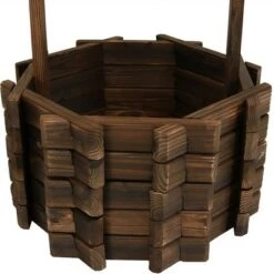Wholesale 😀 Sunnydaze Decor Sunnydaze Outdoor Fir Wood Wishing Well Garden Planter with Hanging Flower Bucket for Garden or Yard - 45" H - Brown 👍 -Planters Sales Store unnamed file 3240