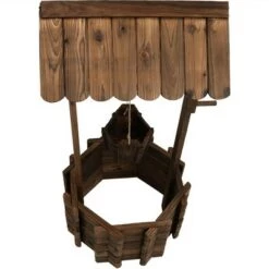 Wholesale 😀 Sunnydaze Decor Sunnydaze Outdoor Fir Wood Wishing Well Garden Planter with Hanging Flower Bucket for Garden or Yard - 45" H - Brown 👍 -Planters Sales Store unnamed file 3243