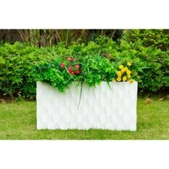 Best deal 💯 Kante Lightweight Outdoor Retro Rectangular Concrete Planter Pure White - Rosemead Home & Garden, Inc. 😉