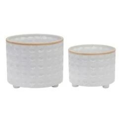 Buy 🎁 Set of 2 Ceramic Dimpled Footed Planter White - Sagebrook Home 👏 -Planters Sales Store unnamed file 3288