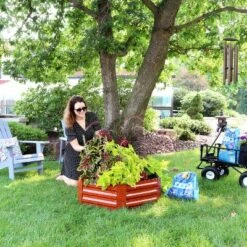 Best Pirce 🛒 Sunnydaze Decor Sunnydaze Hot Dip Galvanized Steel Raised Hexagon Garden Bed for Plants, Vegetables, and Flowers - 40" W x 11" H - Woodgrain 🔔 -Planters Sales Store unnamed file 330