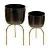 Best Pirce ✔️ Metal Planter on Tripod - Sagebrook Home Gunmetal/gold ✨ -Planters Sales Store unnamed file 3309