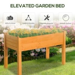 Cheap 😉 Outsunny 4' x 2' Wooden Raised Garden Bed Planter Box with Durable Build Compact Design & 3 Water Drain Holes ❤️