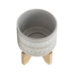 Wholesale 🌟 Geometric Planter with Wood Stand - Sagebrook Home Beige ⭐ -Planters Sales Store unnamed file 3332