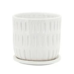 Coupon 👏 6" Textured Planter with Saucer - Sagebrook Home Ivory/beige 🎉