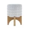 Coupon 🌟 Circle Pattern Ceramic Planter on Wooden Stand White - Sagebrook Home 💯 -Planters Sales Store unnamed file 3344
