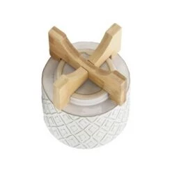 Best Pirce ✨ Ceramic Diamond Etched Flower Pot with Wooden Stand Beige - Sagebrook Home 🛒 -Planters Sales Store unnamed file 3385